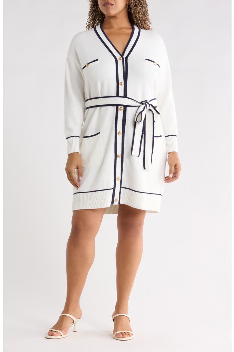 Lovely Jewel Button Cardigan, Main, color, IVORY NAVY