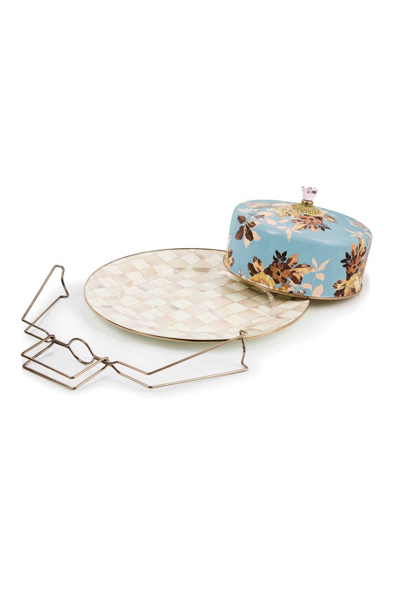 Wild Rose Slate Enameled Steel Cake Carrier, Alternate, color, BLUE