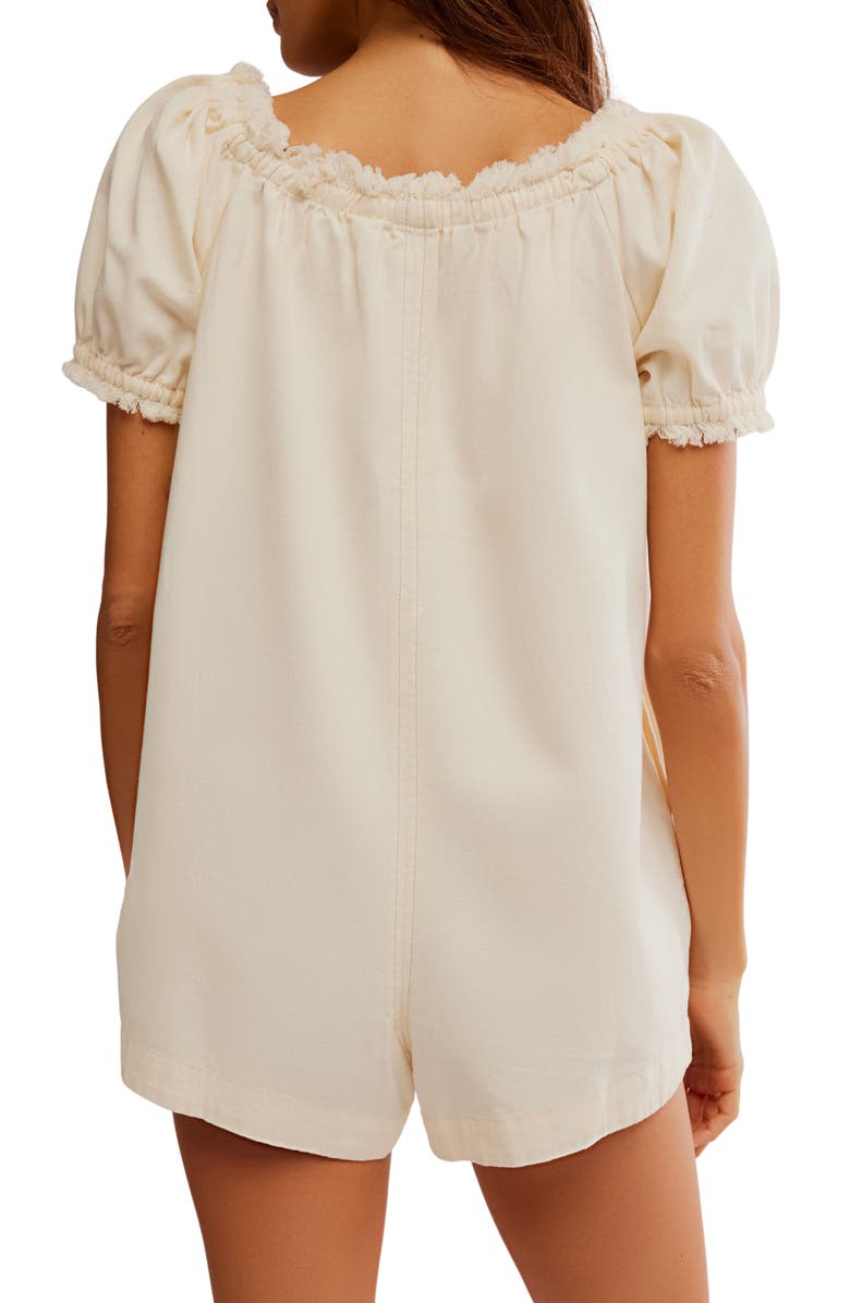 Free People Daisy Denim Babydoll Romper, Alternate, color, Vanilla