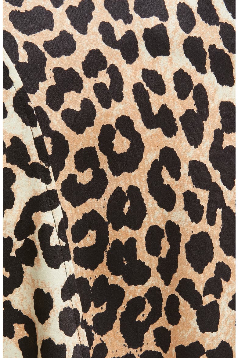 Leopard Print Stretch Silk Satin Midi Skirt, Alternate, color, LEOPARD