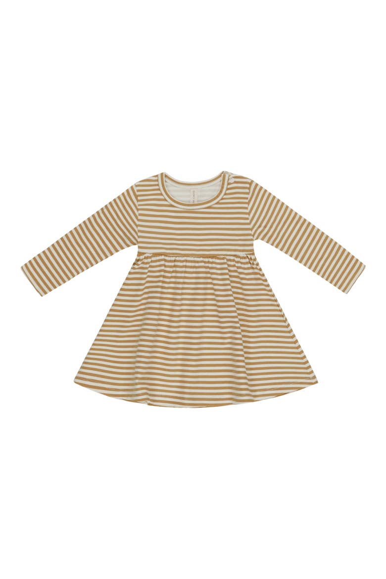 Kids' Striped Long Sleeve Cotton Dress, Main, color, HONEY