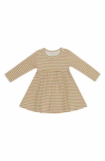 Kids' Striped Long Sleeve Cotton Dress