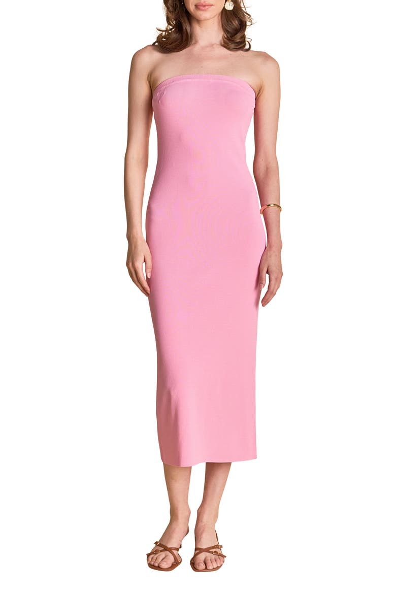 Knit Tube Midi Dress, Main, color, PINK