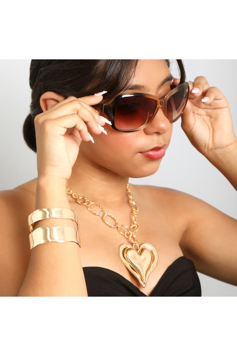 Double Band Cuff Bracelet, Alternate, color, Gold