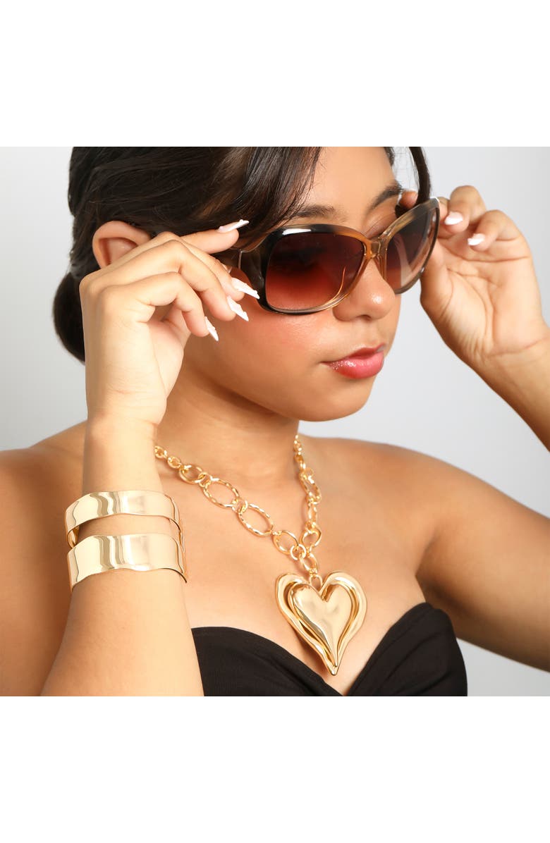 BCBG Generation Double Band Cuff Bracelet, Alternate, color, Gold