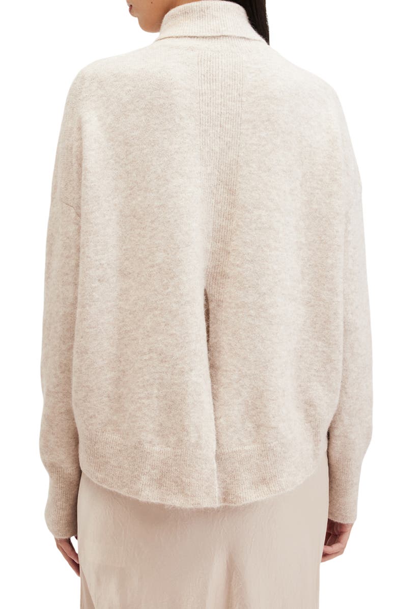 AllSaints Nico Alpaca & Wool Blend Turtleneck Sweater & Satin Slipdress, Alternate, color, 