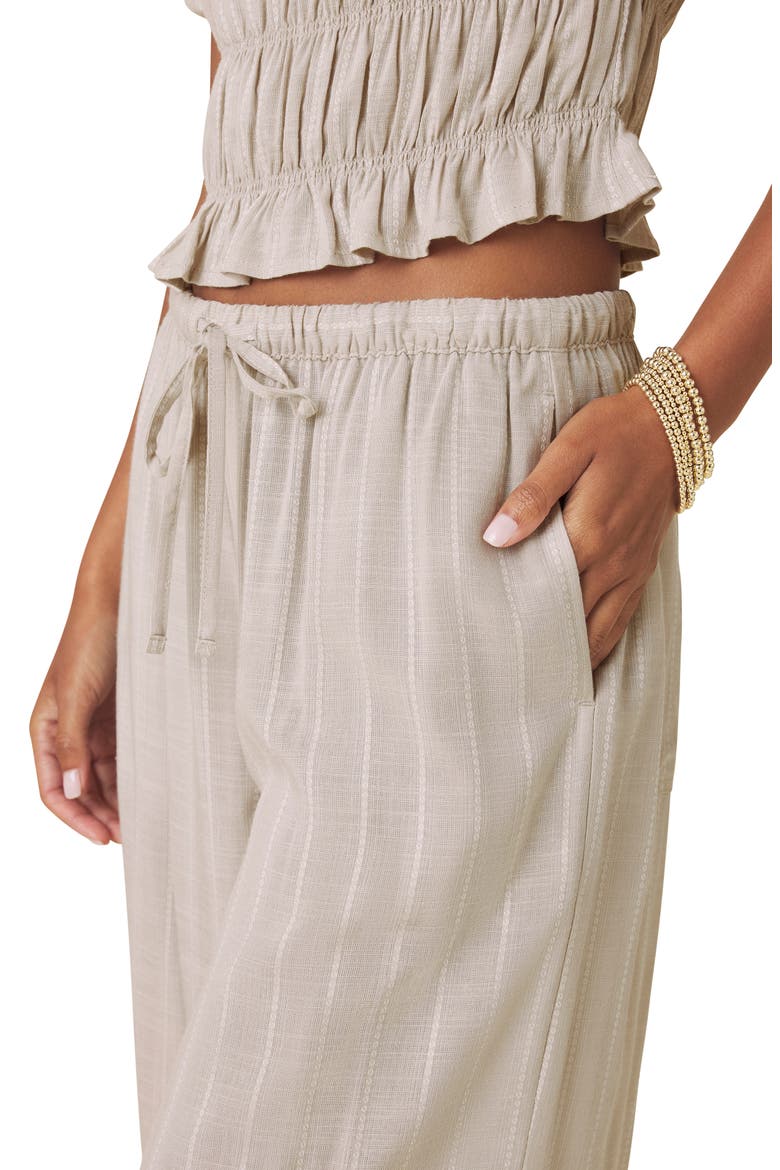 Bianca Stripe Drawstring Pants, Alternate, color, FAWN/ WHITE