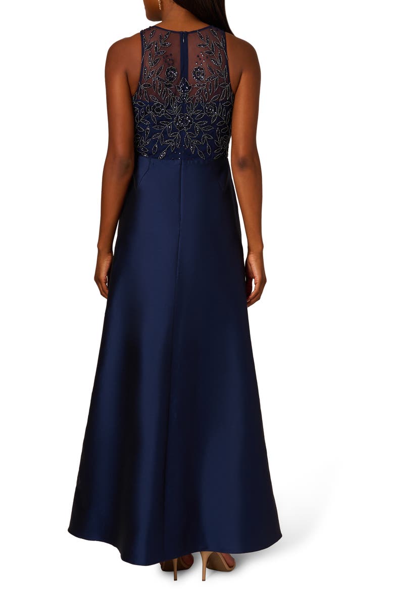 Adrianna Papell Beaded Mesh & Taffeta Ballgown, Alternate, color, 