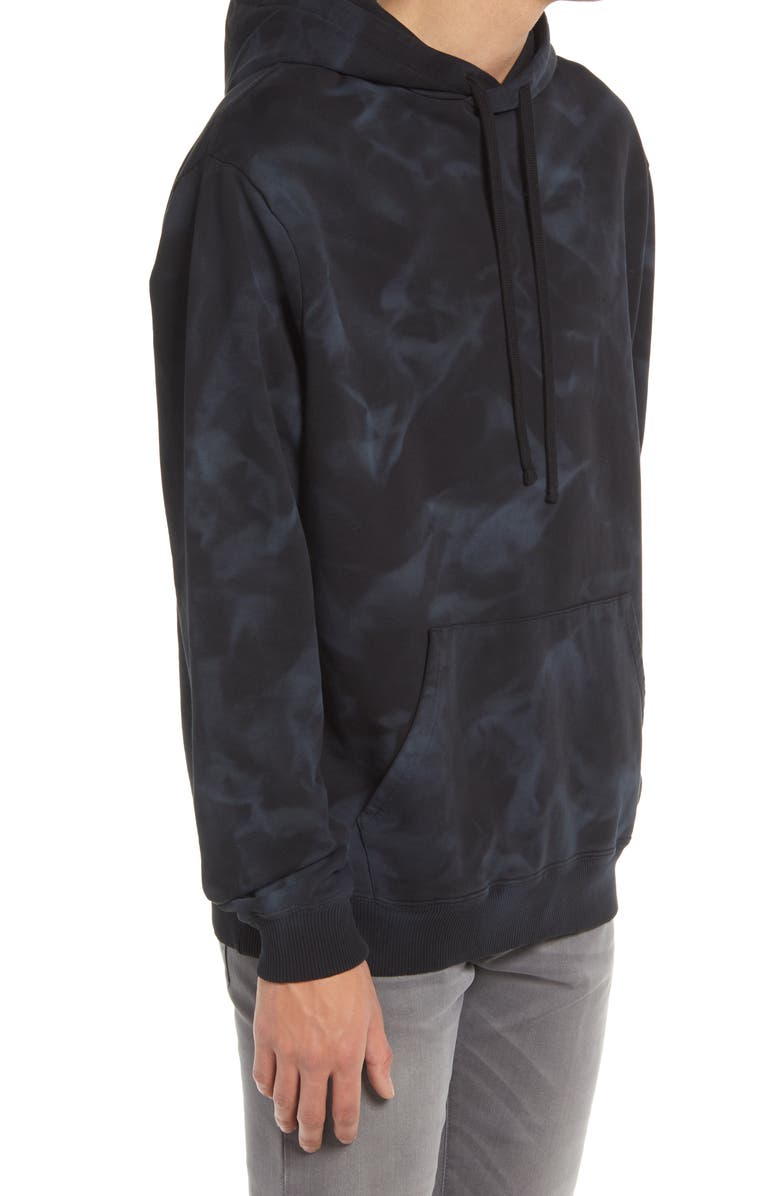 AllSaints Men's Auroras Tie Dye Cotton Hoodie, Alternate, color, Jet Black