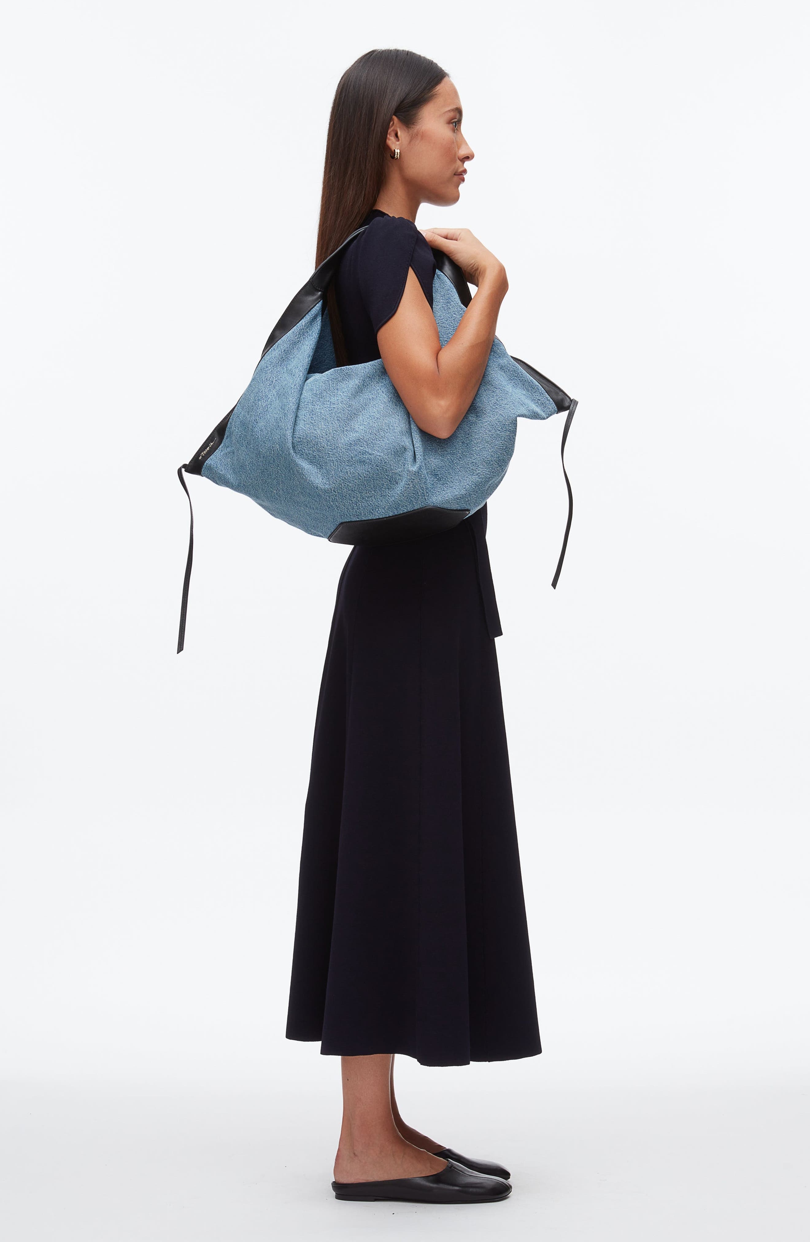 3.1 Phillip Lim Denim Luna Medium Bag, Alternate, color, Indigo