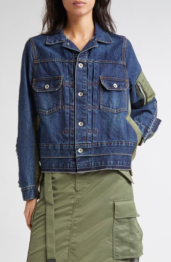 sacai Denim x Nylon Twill Jacket レディース sacai Denim x Nylon Twill Jacket Blue | HAVEN