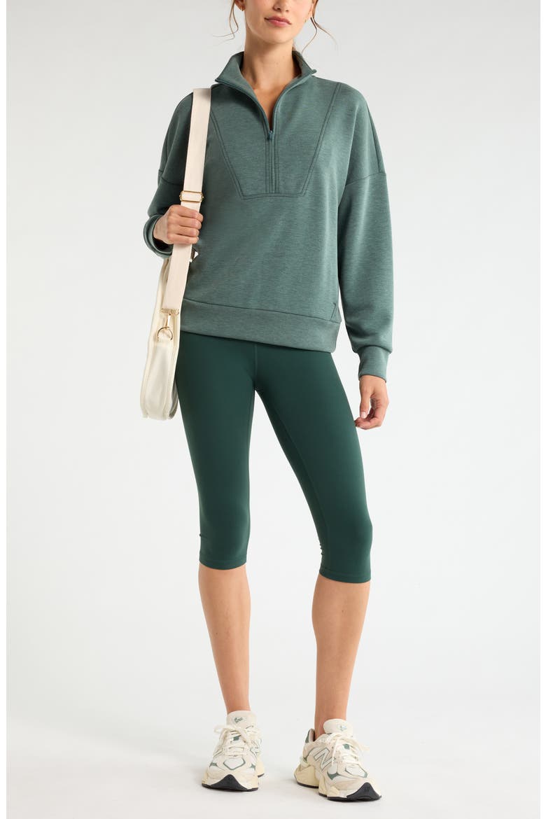 Soft Luxe Half Zip Pullover, Alternate, color, GREEN BALSAM HEATHER