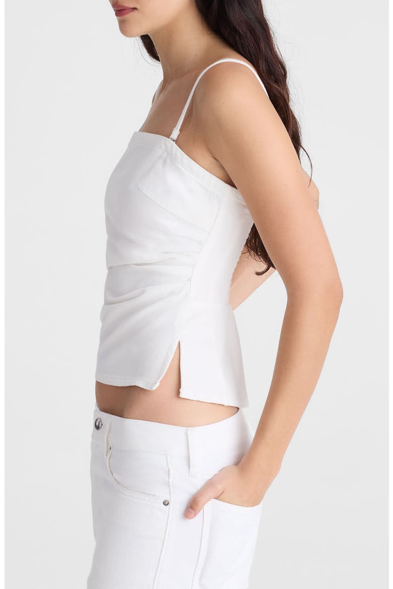 Ruched Square Neck Denim Tank, Alternate, color, TILE WHITE