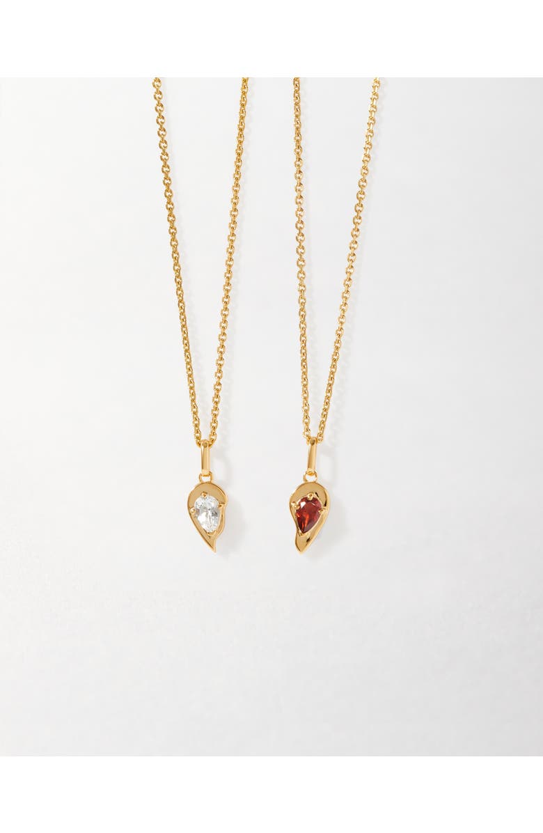 Edge of Ember Toi et Moi Garnet & Topaz Friendship Necklaces, Main, color, Metallic Gold