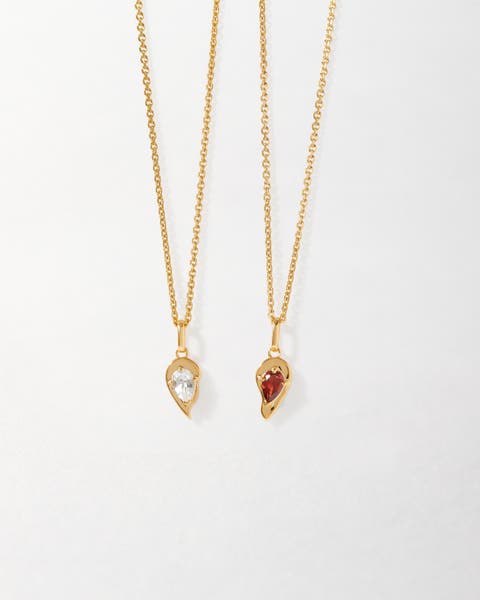 Toi et Moi Garnet & Topaz Friendship Necklaces