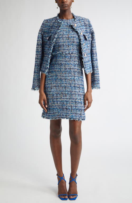 St John St. John Collection Eyelash Tweed Sheath Dress In Blue