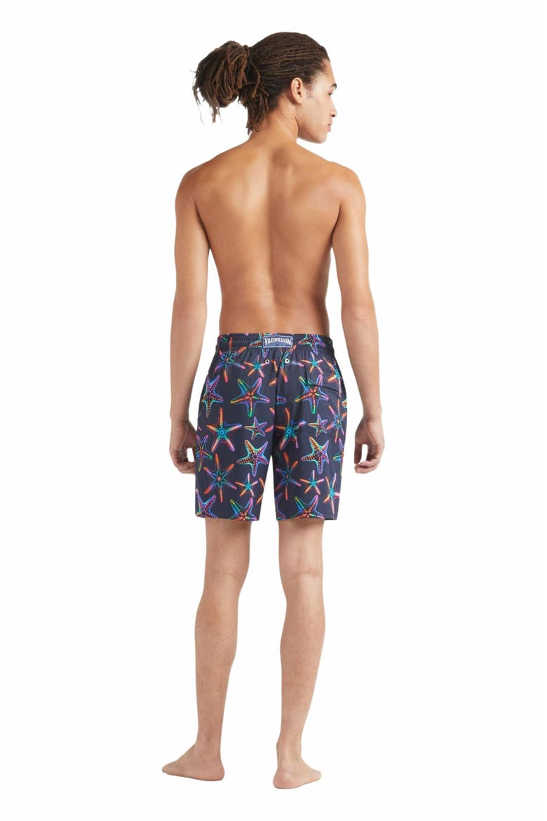 Men's Disco Stars Long Stretch Swim Shorts, Alternate, color, BLEU MARINE