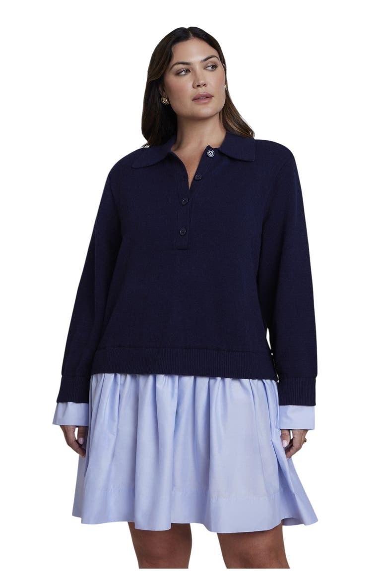 Twofer Mini Shirt Dress (plus), Alternate, color, BLUE AND NAVY