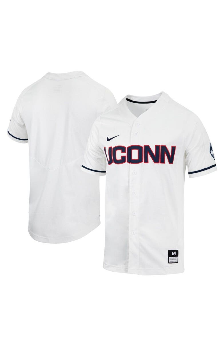 Nike Men's Nike White UConn Huskies Replica Full-Button Baseball Jersey, Main, color,