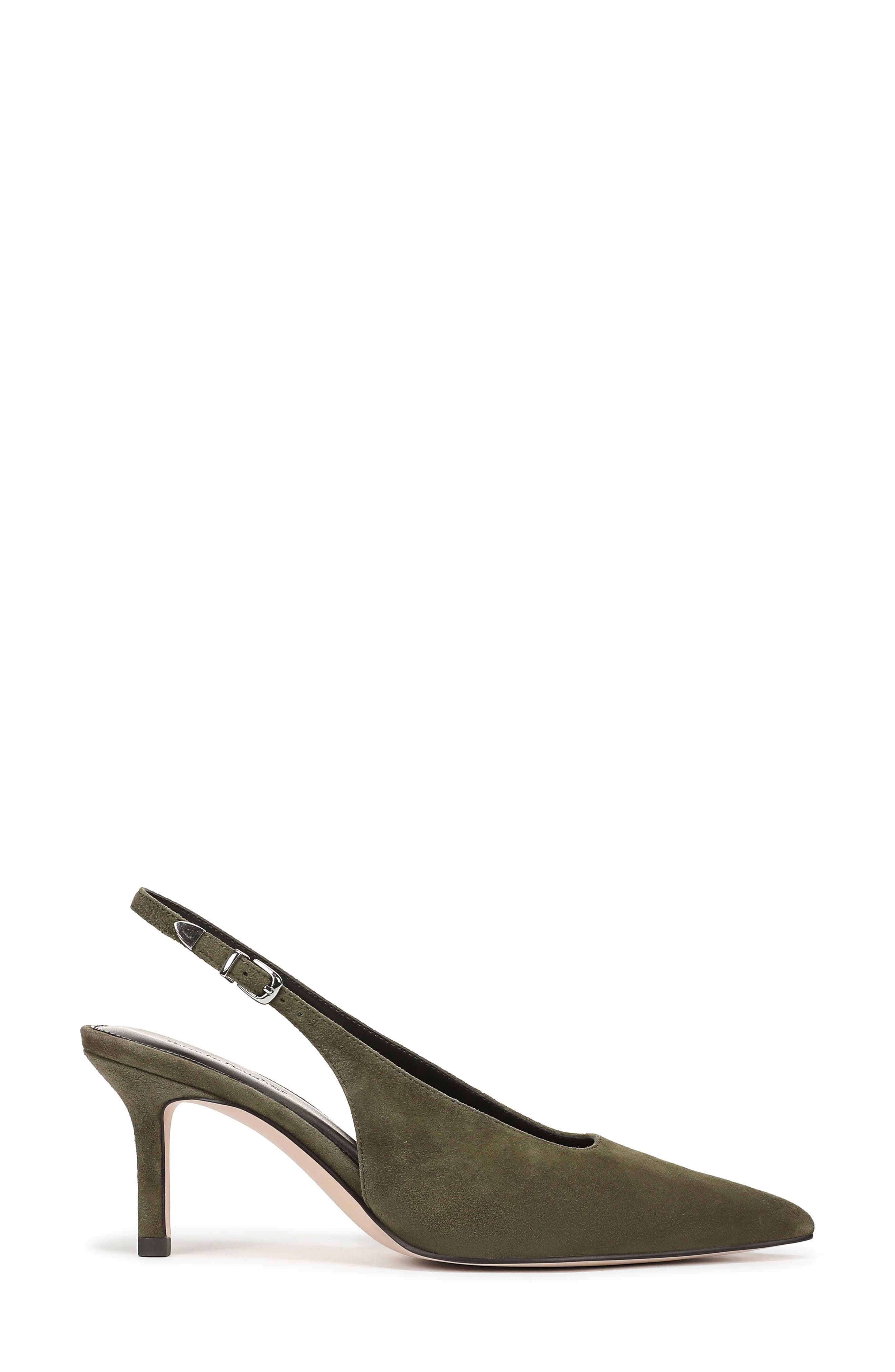 Sierra Pointed Toe Slingback Pump, Alternate, color, OLIVE SUEDE