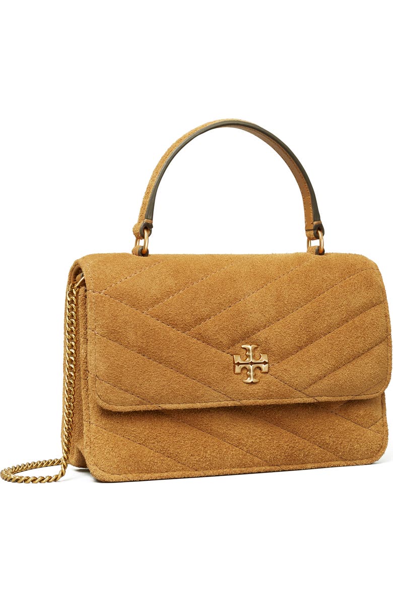 Tory Burch Mini Kira Chevron Quilted Suede Top Handle Bag, Alternate, color,