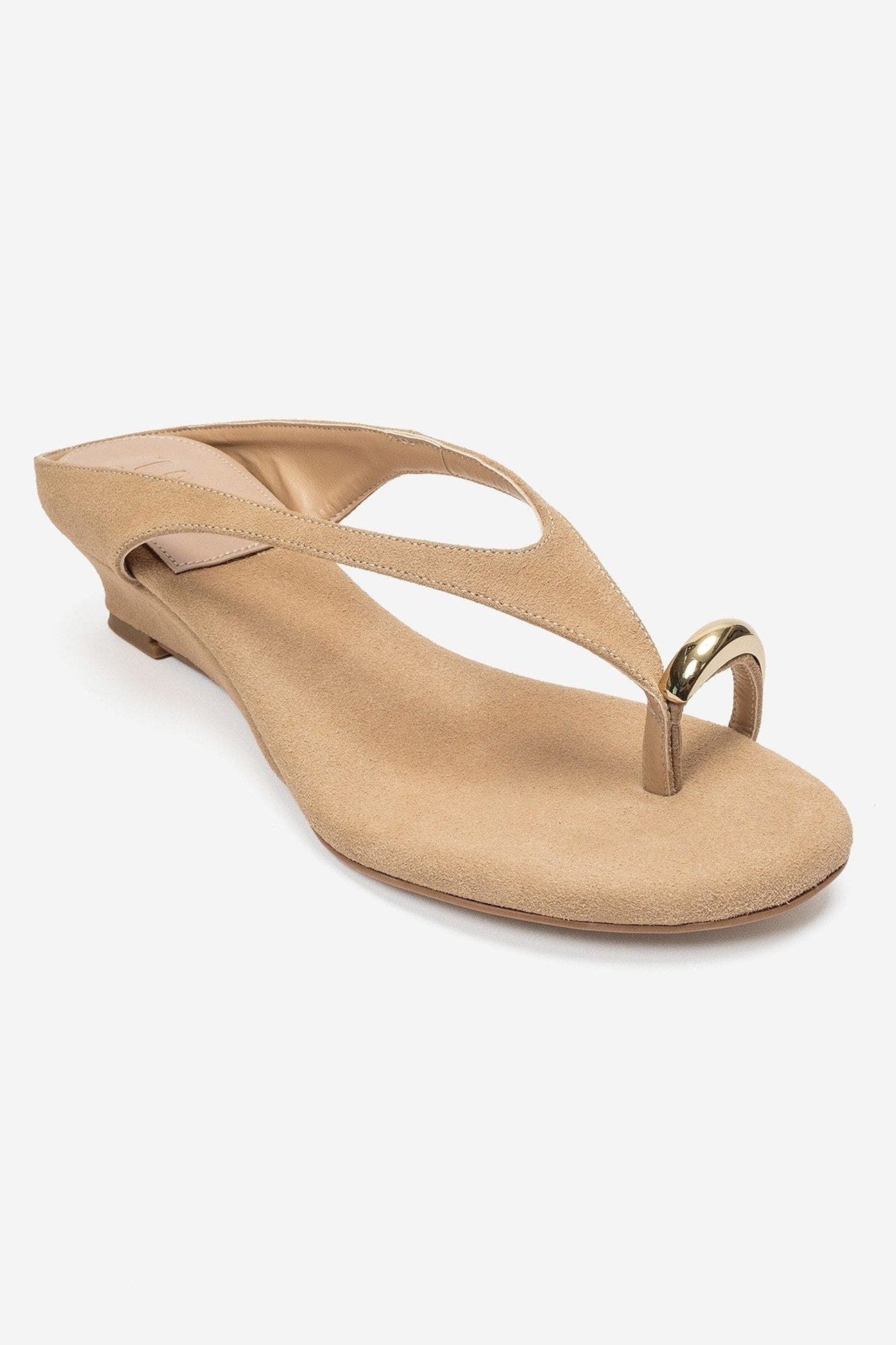 Alizendra Block Heel Thong Sandal, Alternate, color, Beige Suede