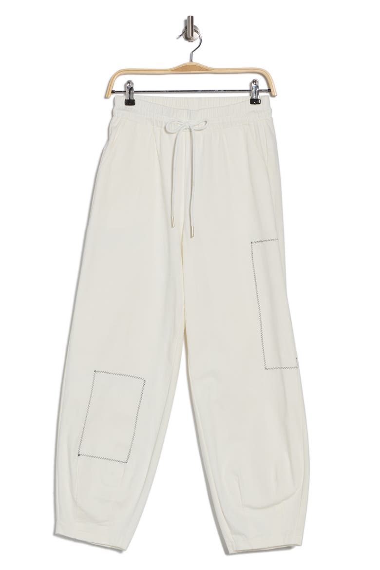 Stitch Detail Stretch Cotton Pants, Alternate, color, WHITE