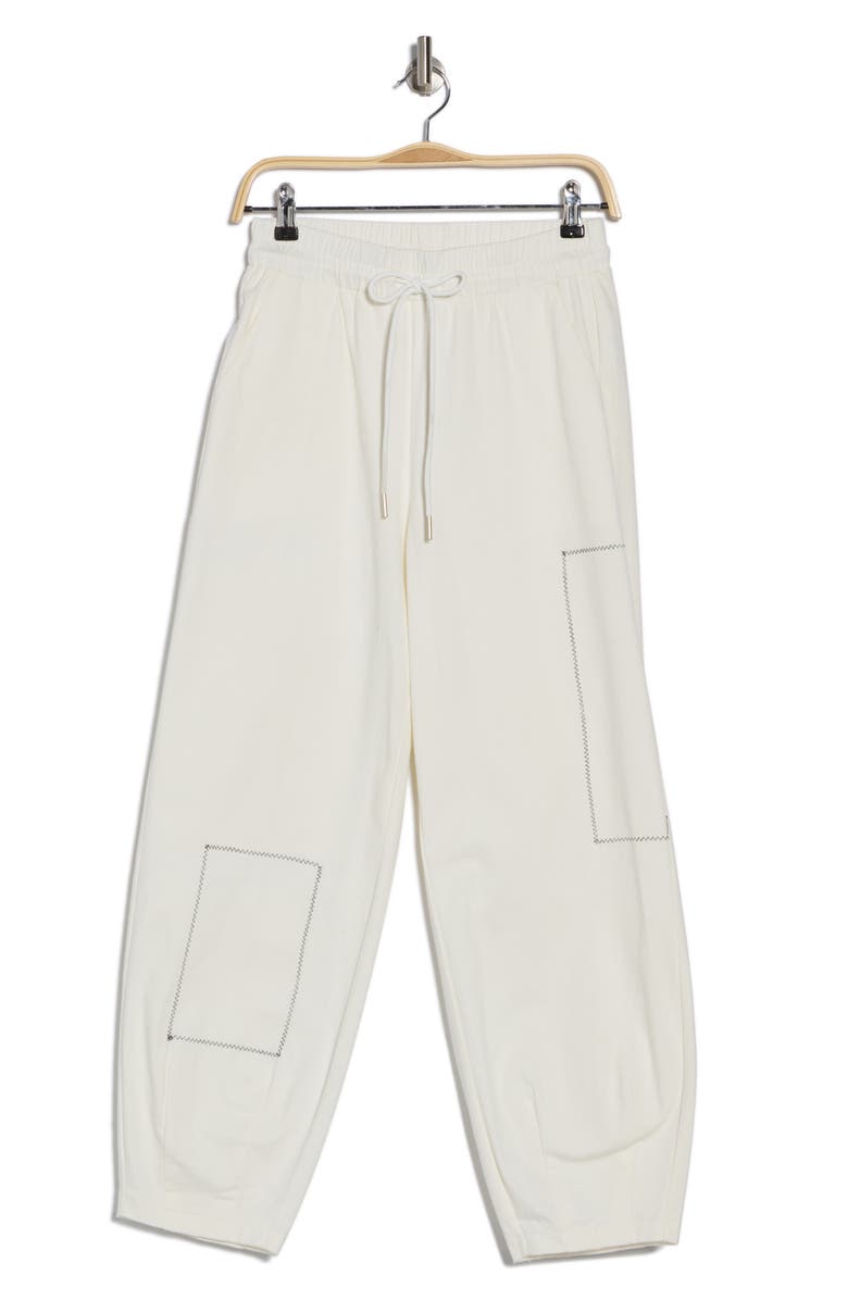 PATRIZIA LUCA Stitch Detail Stretch Cotton Pants, Alternate, color, White
