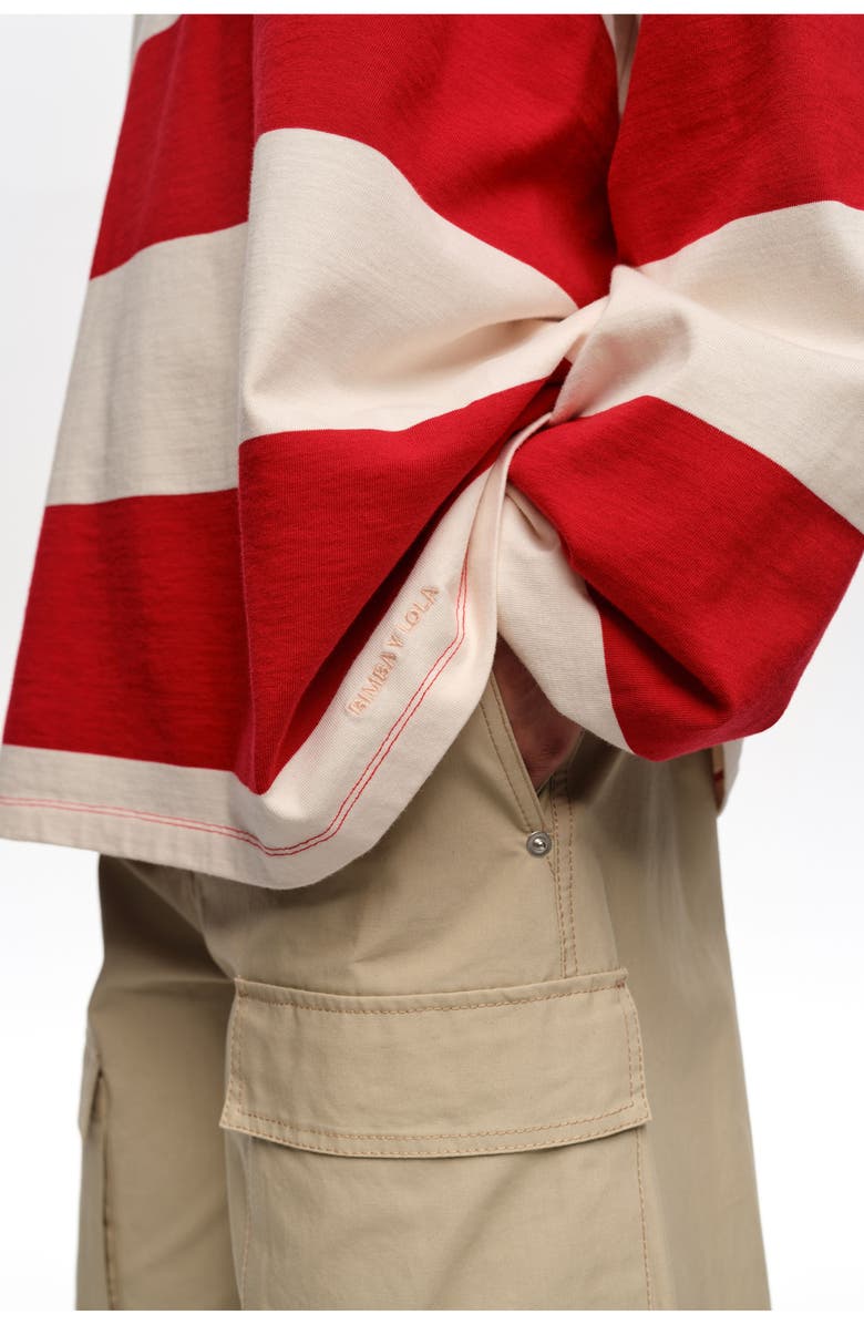 Bimba y Lola Loose-fit striped T-shirt., Alternate, color, Red