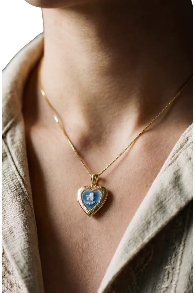 The Blue Angel Photo Locket Necklace, Alternate, color, GOLD