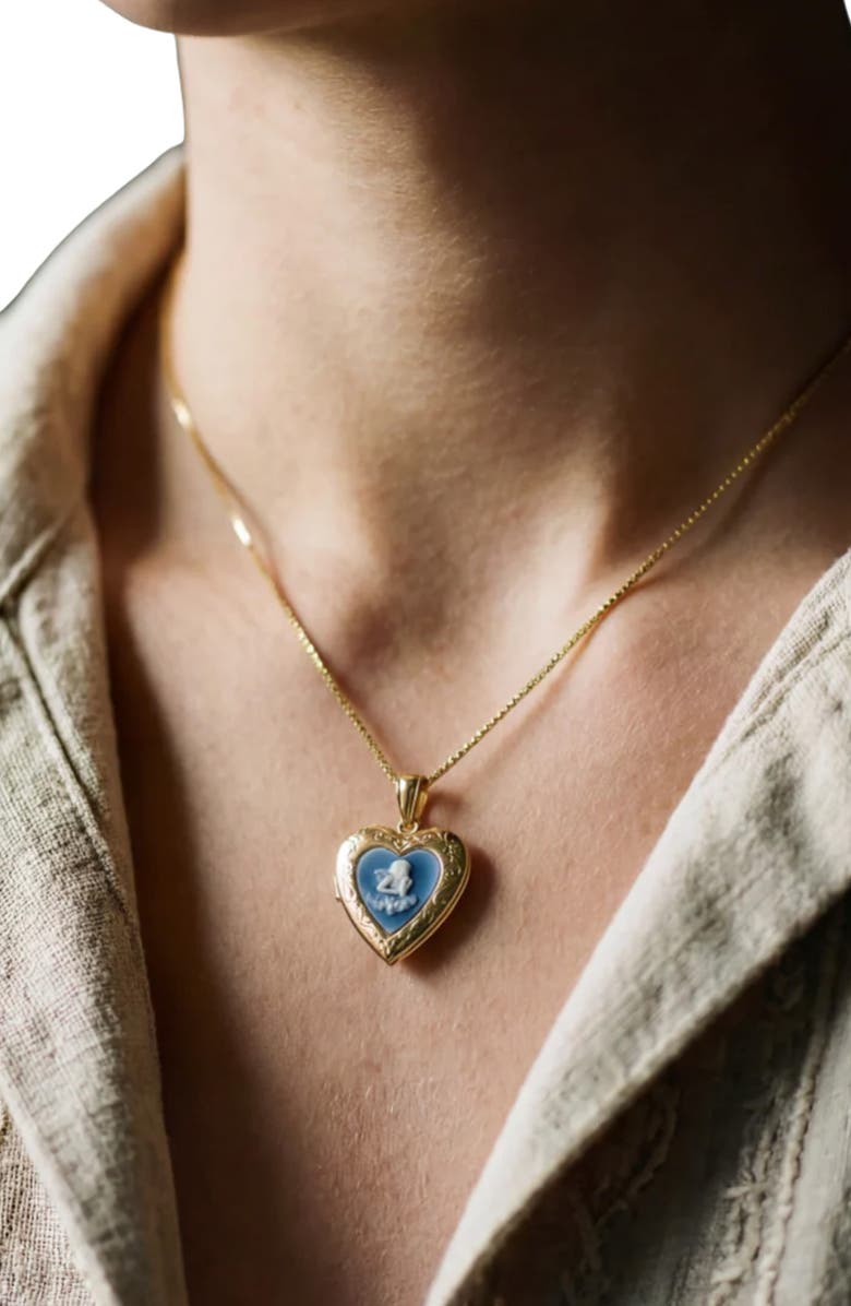 The M Jewelers The Blue Angel Photo Locket Necklace, Alternate, color, Gold