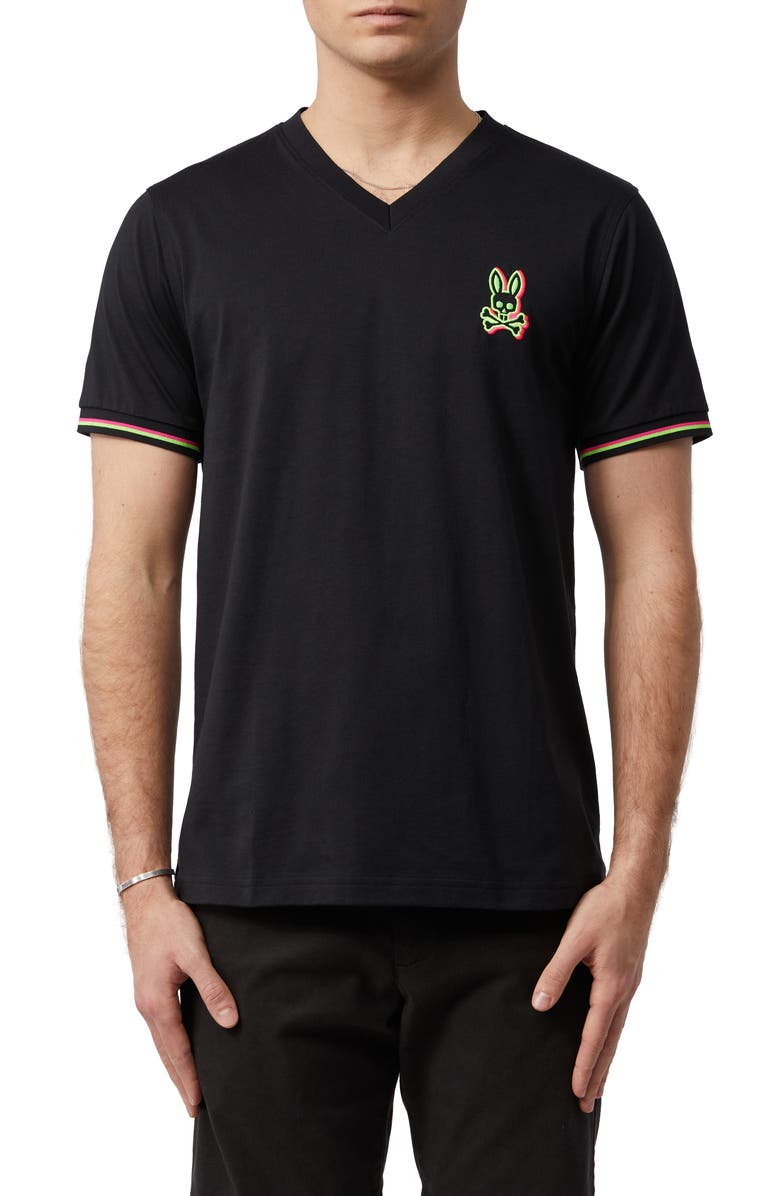 Psycho Bunny Logo V-Neck T-Shirt, Main, color,