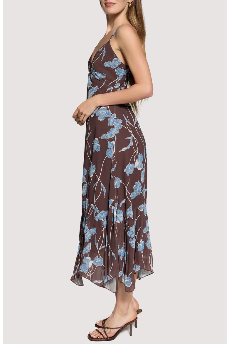 Sapphire Mist Floral Dress, Alternate, color, BROWN BLUE