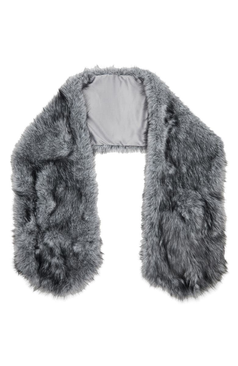 MANGO Selection Faux Fur Scarf, Main, color, Gray