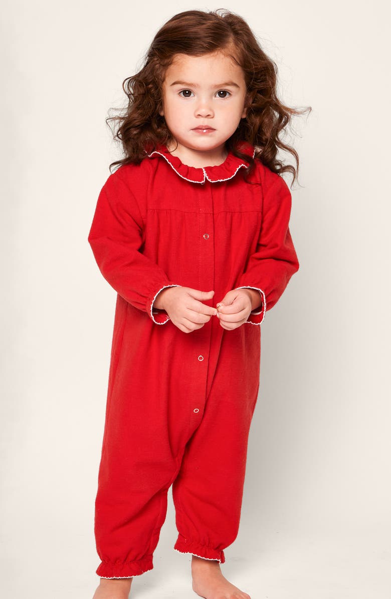 Petite Plume Madeline Brushed One-Piece Flannel Pajamas, Alternate, color,