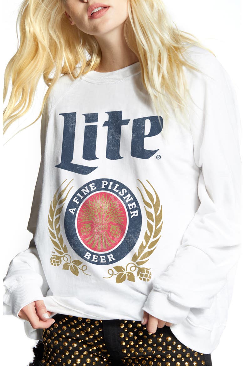 Miller Lite Crewneck Sweatshirt, Main, color, WHITE