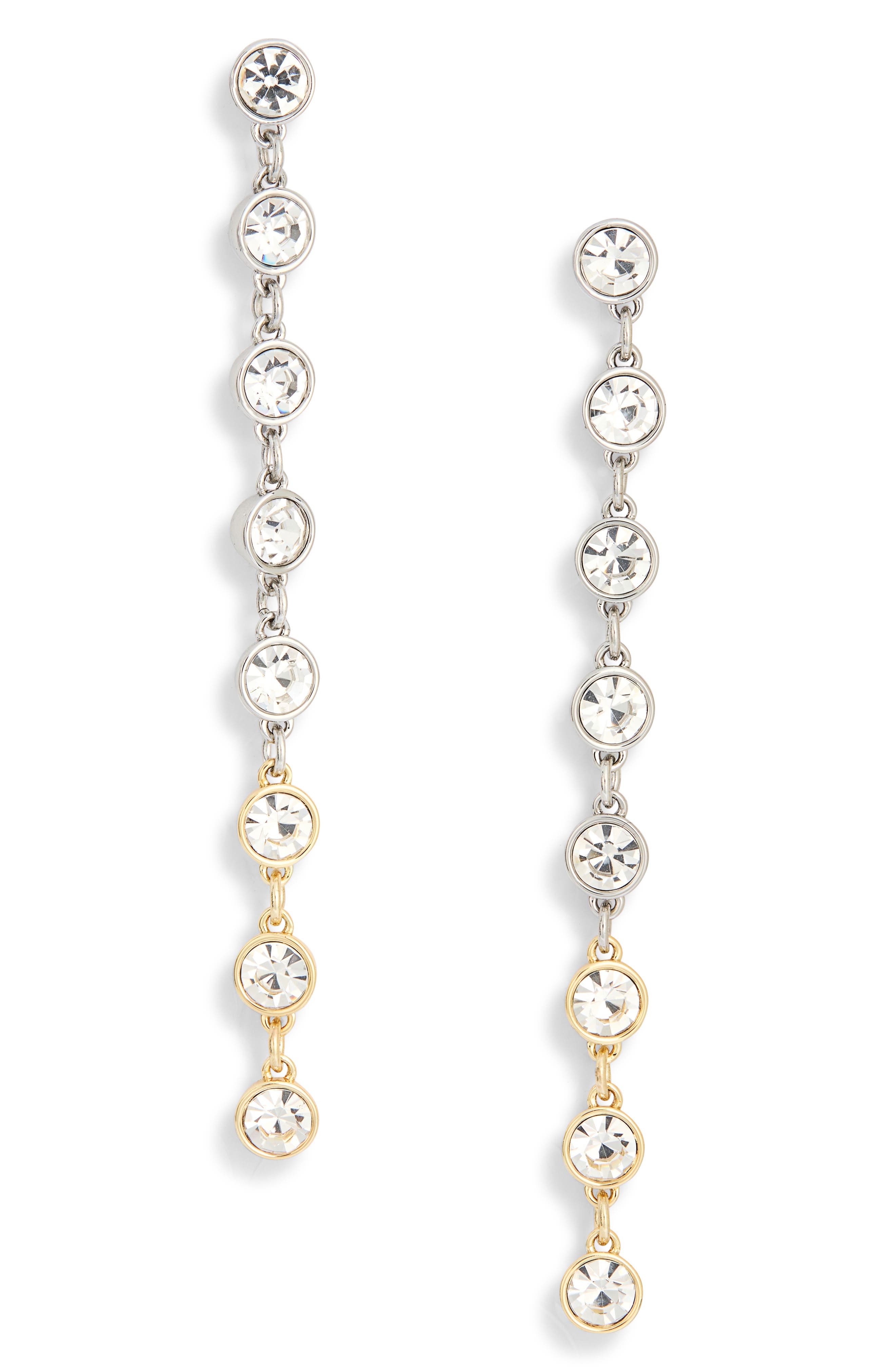 AllSaints Two-Tone Crystal Linear Drop Earrings