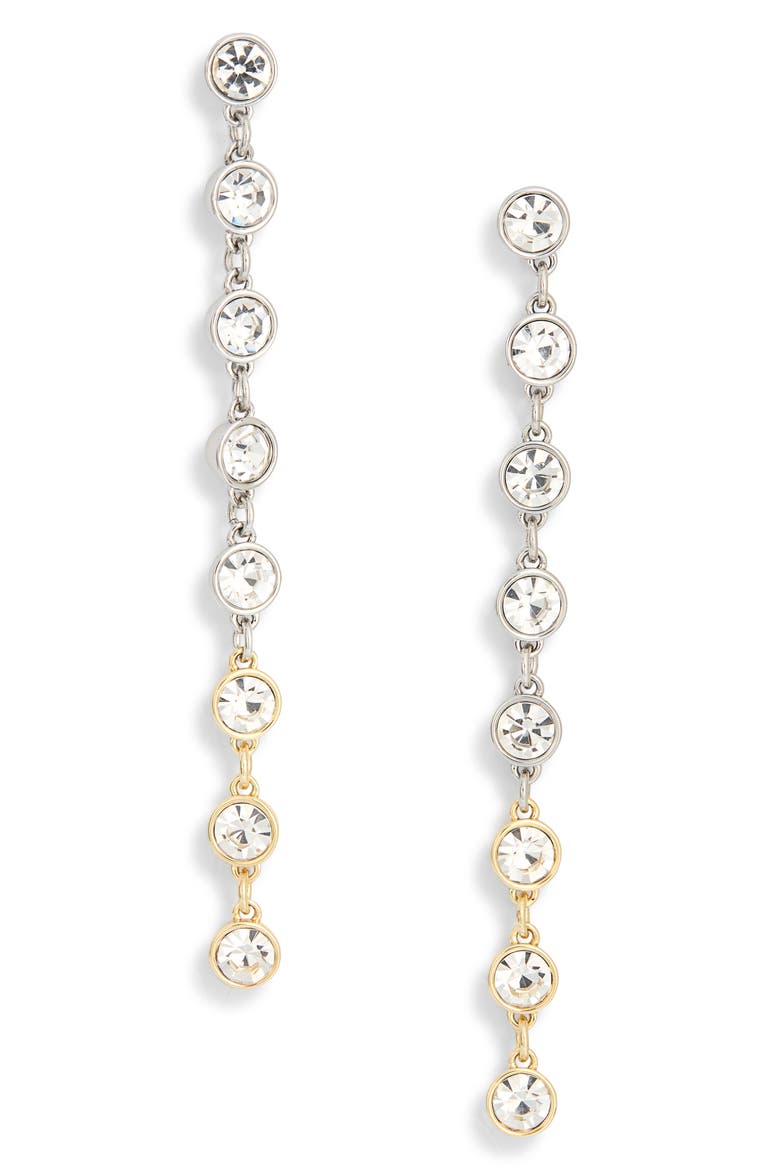 Two-Tone Crystal Linear Drop Earrings, Main, color, TWO TONE