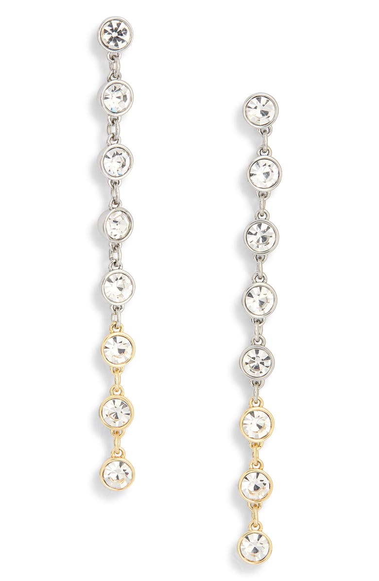AllSaints Two-Tone Crystal Linear Drop Earrings, Main, color, Two Tone