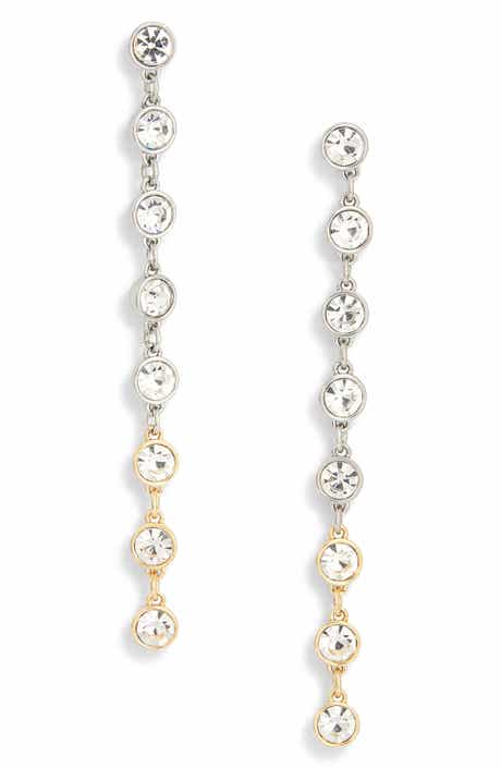 AllSaints Two-Tone Crystal Linear Drop Earrings