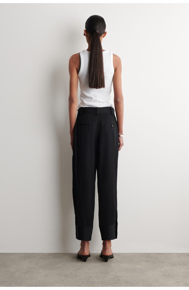 COS Pleated Twill Balloon Trousers, Alternate, color, Black