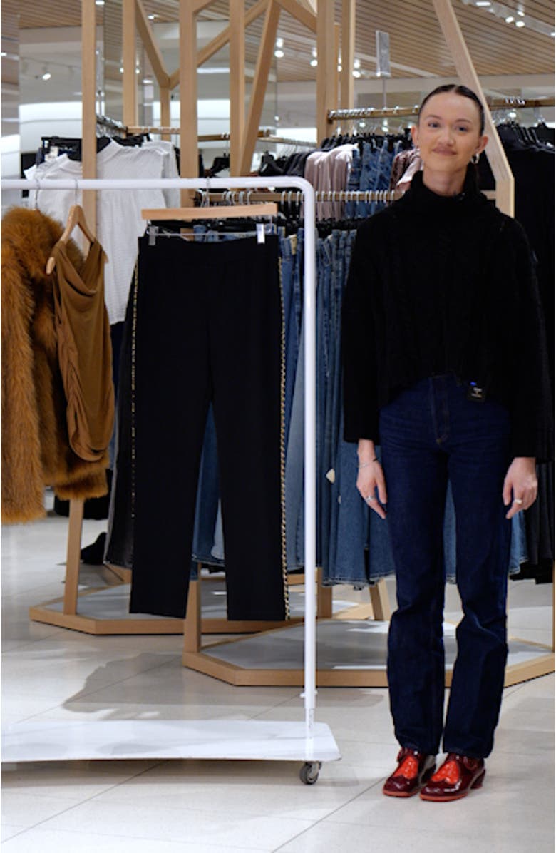 Chain Detail Deco Crepe Tuxedo Pants, sales video thumbnail