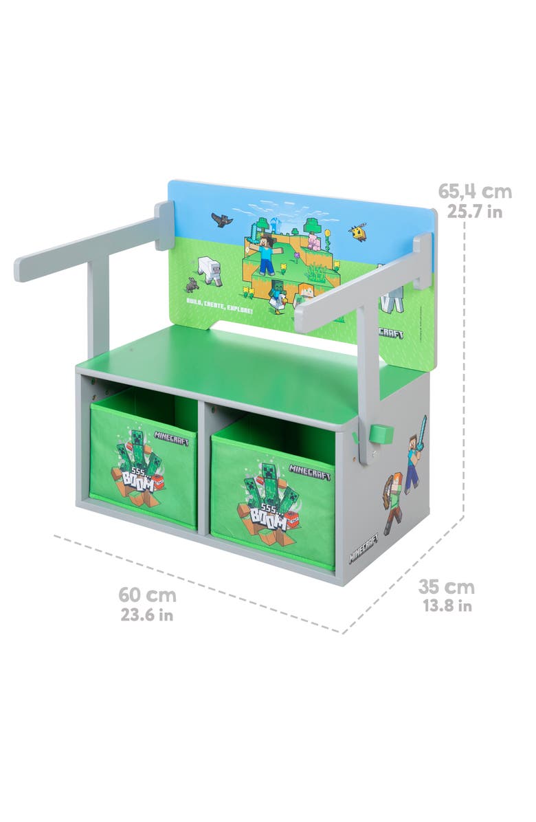 MINECRAFT 2In1 Bench & Table Wooden Seating Converts To Play Desk, Alternate, color, Multicolored
