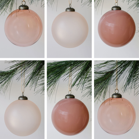 4" Assorted Vintage Rose Glass Ornament