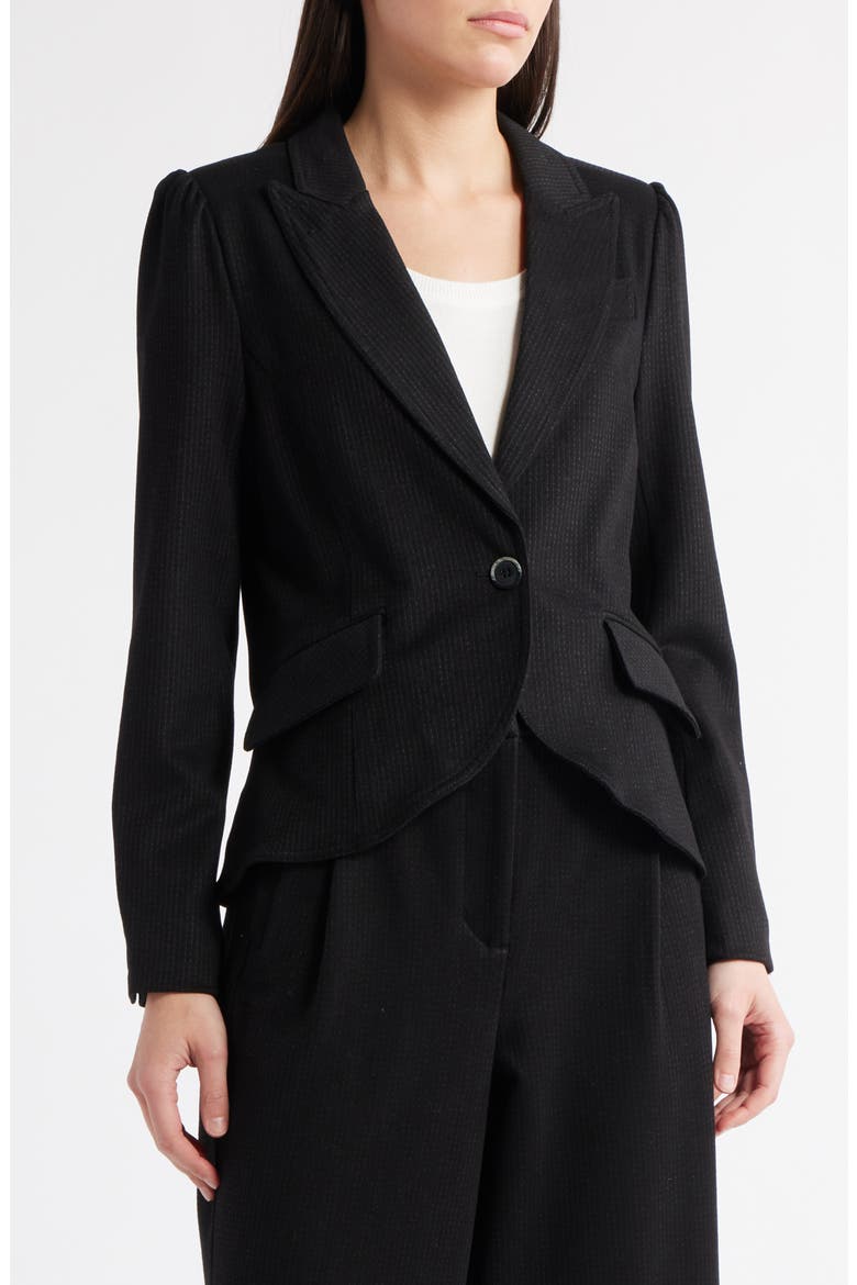 Stripe Puff Shoulder Blazer, Main, color, BLACK