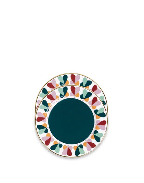 La Doublej Dessert Plates Set Of 2 Farfalle Ring Green In Farfalle Ring Green
