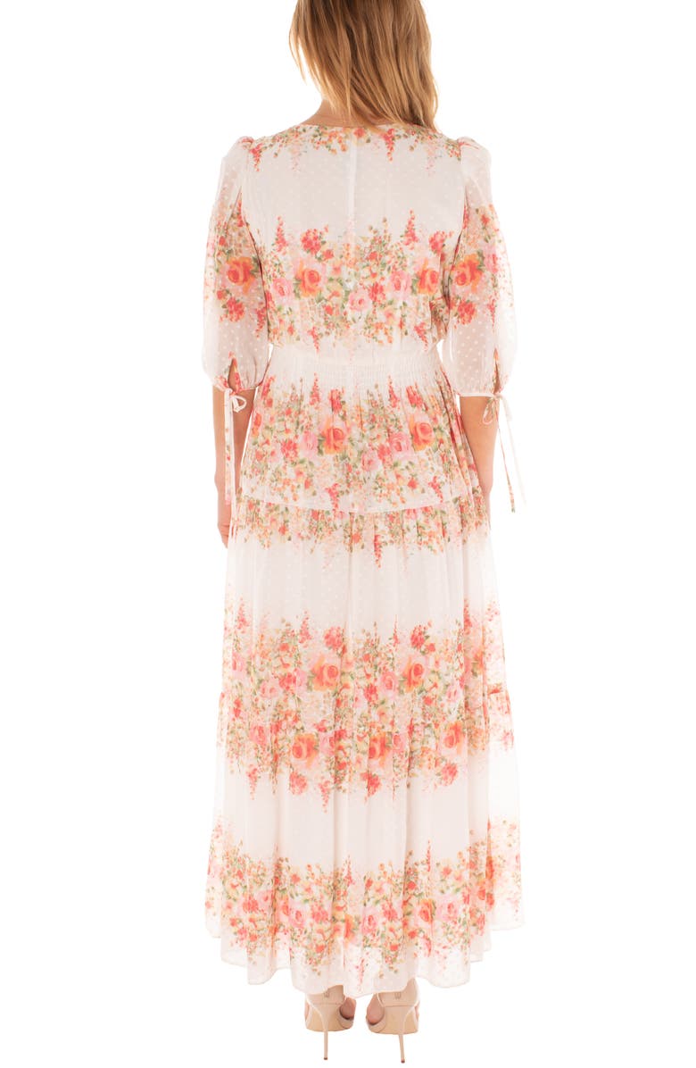 Taylor Dresses V-Neck Floral Chiffon Maxi Dress, Alternate, color, 
