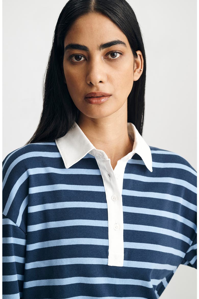 Jersey Polo Top, Alternate, color, NAVY STRIPED