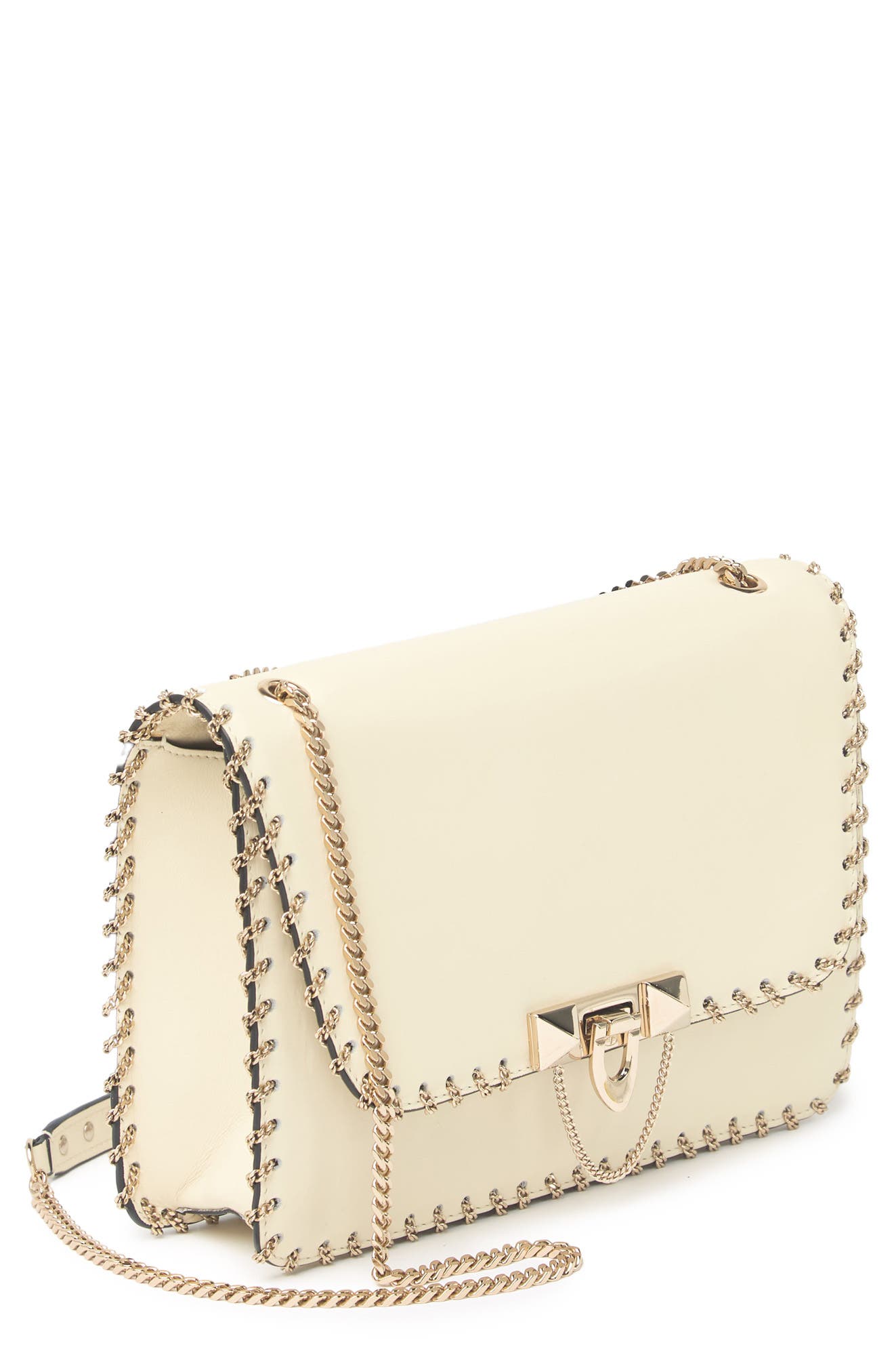 Valentino Garavani Demilune Whipstitch Leather Shoulder Bag, Alternate, color, 