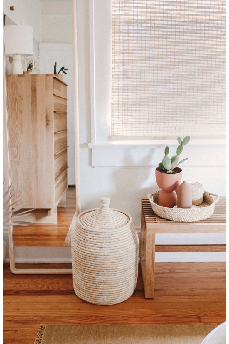 Raffia Lidded Basket, Alternate, color, Natural